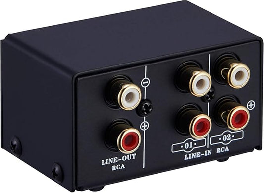 JINGFENG Audio Switcher RCA 2 in 1 Out/1 in 2 Out A/B Switch Stereo Audio Splitter Box with No Distortion RCA Jack for Switching Between Computer Speakers and Headphones