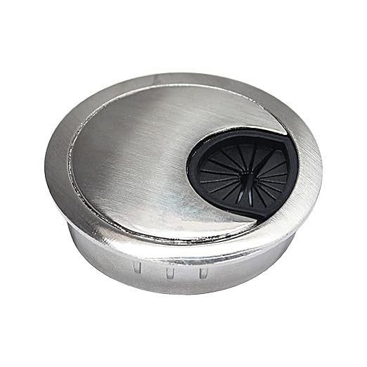 EASYEAH 1 Pcs Desk Grommet 2" / 50 mm, Desk Cord Hole Cover, Cable Grommet Metal Zinc Alloy Materilal, Desk Hole Grommet for Home & Office Pc, Detachable Cable Cord Organizer-Brushed Silver