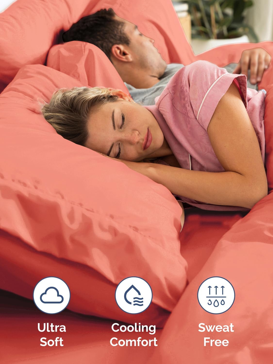 Skiennix Extra Deep Queen Sheet Set - 6-Piece Breathable Cooling Bedding - Soft, Wrinkle-Free Coral