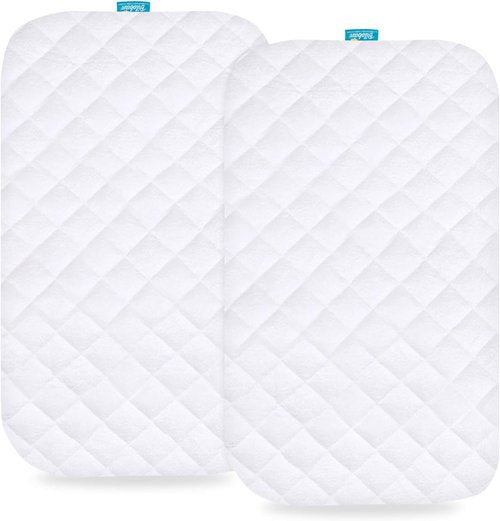 Jimglo Waterproof Bassinet Mattress Pad Cover - Ultra Soft & Breathable | 2 Pack for Easy Care