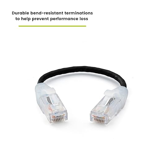 TRUECABLE Cat6 Component Rated Patch Cable, Unshielded (U/UTP), 6in, Black, 28AWG Stranded Pure Copper, Snagless 10G High-Speed Ethernet Cable, PoE++ 4PPoE 100W, UL Listed, RoHS-3, 1 Pack