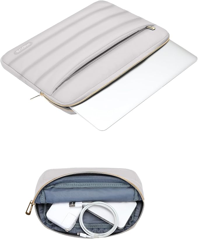 MOSISO Laptop Case 13.3 inch,13-13.3 inch Puffy Laptop Sleeve Compatible with MacBook Neo/Air 13.6 M5 M4 M3 M2 M1/Pro 13/14,HP Dell ASUS Lenovo,Polyester Horizontal Bag with Small Case, Gray