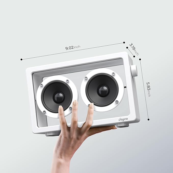 JAYINE Cassette Portable Bluetooth Speaker, 16W Minimalist Speakers Bluetooth Wireless Loud, HD Powerful Sound and Wide Compatibility V5.3 for Indoor Outdoor - White