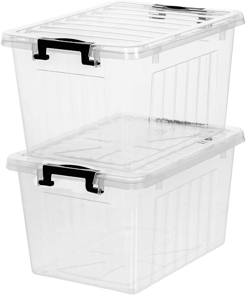 Citylife 22 QT Clear Plastic Storage Bins - Stackable & Nestable Containers for Garage, Closet, Kitchen | 2-Pack