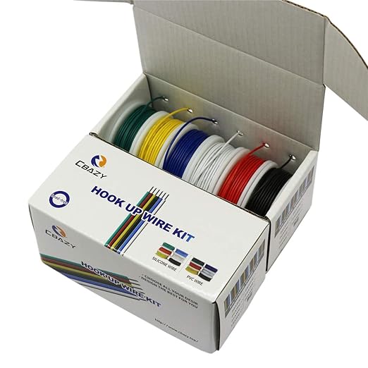 CBAZY Hook up Wire Kit (Stranded Wire Kit) 28 Gauge 6 Colors 32.8 feet Each Electrical Wire 28 AWG PVC Wire