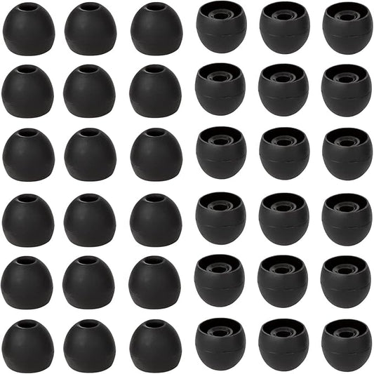 CYADCI 36 Pieces Large Earbud Tips Soft and Comfortable Silicone Earbud Tips Ear Bud Replacement Pieces Silicone Fit Most in-Ear Headphones，Inner Hole 3.8mm -5.5mm，Large Black Earbuds Silicone Tips