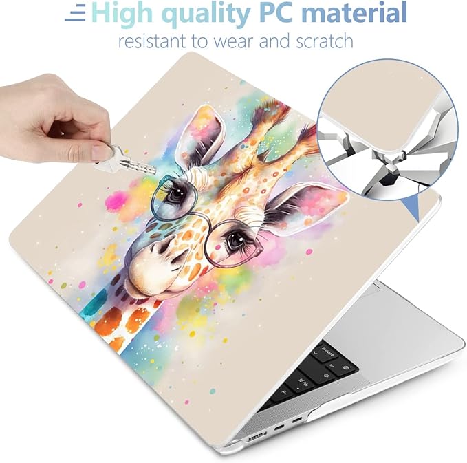 MEEgoodo Case for M5/M4/M3/M2 MacBook Air 13 inch Case 2026 2025 2024 2022, Fit Model A3449/A3240/A3113/A2681, Laptop Hard Shell Compatible with MacBook Air 13.6-inch, Giraffe