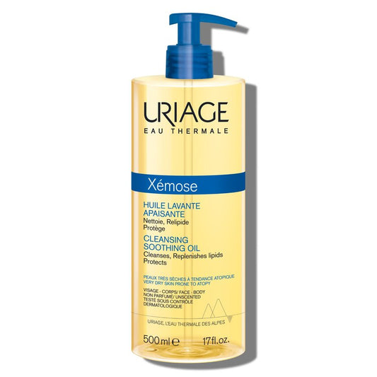 Uriage Xemose C8+ Anti-scratch Shower Oil 1L, Face & Body Wash, Very Dry & Sensitive Skin, Soothes from 1st application, 8 Biomimetic Ceramides & Shea Butter, Fragrance-Free