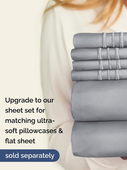 Extra Deep Twin XL Fitted Sheet - Hotel Luxury Single Fitted Sheet Only - Easily Fits 18 inch to 24 inch Mattress - Ultra Soft, Wrinkle Free with Extra Deep Pockets - Breathable & Comfy - Steel Blue