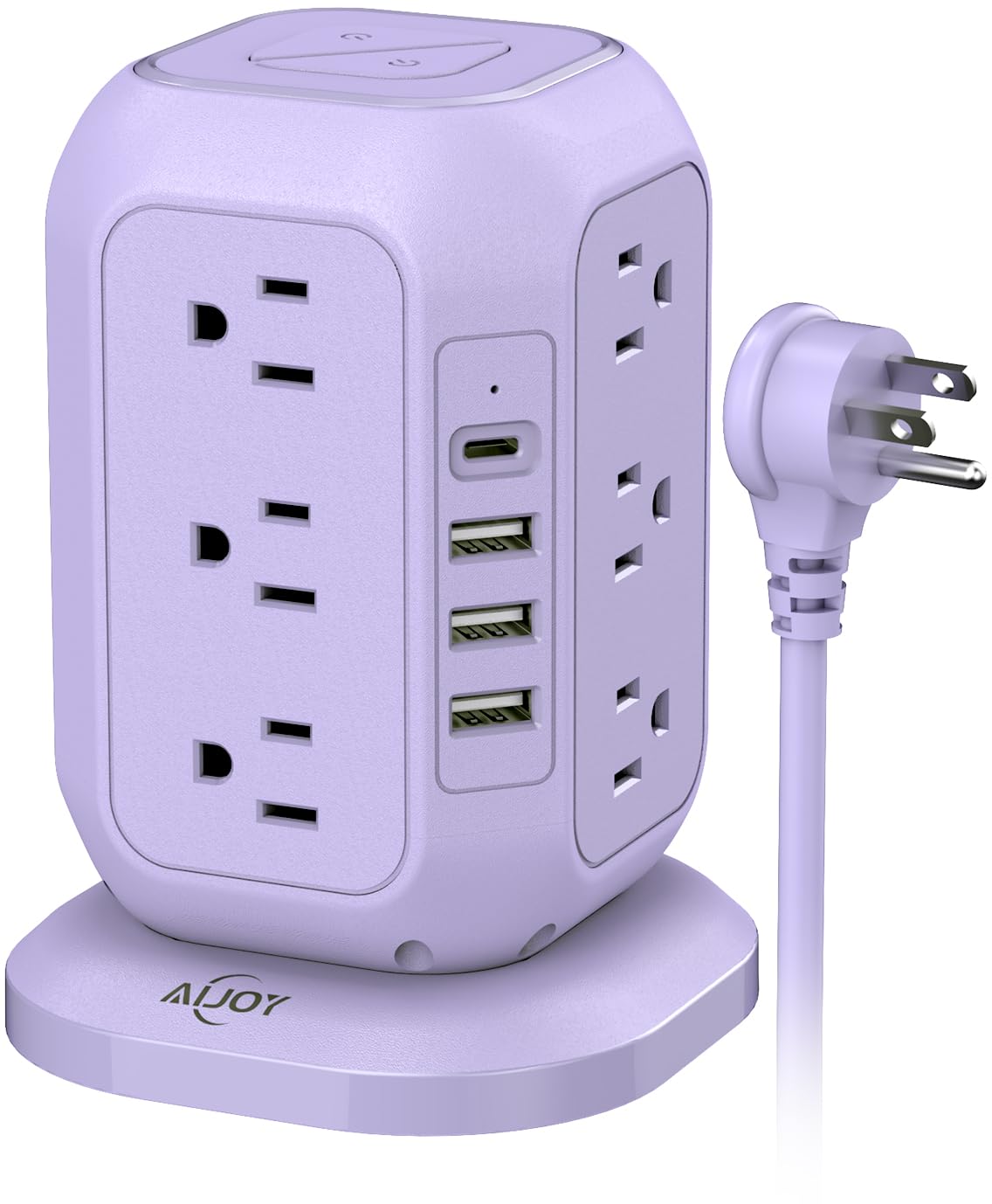 USB C Power Strip Tower, Surge Protector with 12 AC Outlet and 4 USB Ports, AiJoy 10 FT Extension Cord, 1200J Power Strip Surge Protector, USB Charging Station, Office Supplies, Dorm Essentials, Woman