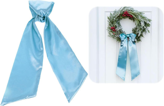 Uxcell Wreath Sash - 2 Pcs 46" x 4.5" Sky Blue Satin Blank Sashes for Embroidery & Decoration