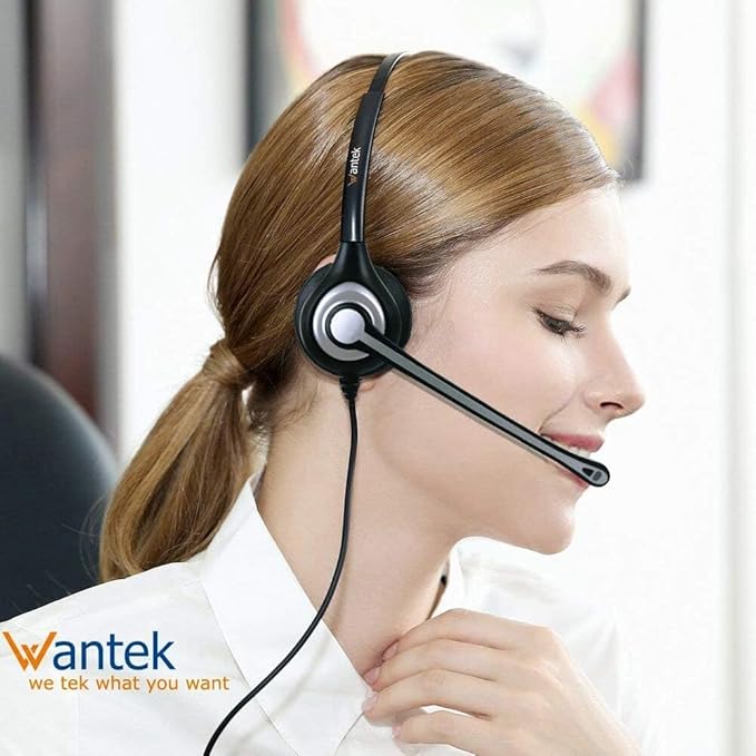 Wantek Cell Phone Headset with Microphone Noise Cancelling for Laptops, PC,3.5mm Jack,Volume Control,Wired Computer Headsets for Zoom Skype,for Office,Business, Call Center, Clear Chat