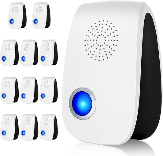 Upgraded Ultrasonic Repellent, Indoor Pest Repellent, Electronic Plug in Pest Control for Roach, Ant, Rodent, Mouse, Bugs, Mosquito, Spider Repellent for House, Garage, Warehouse (12)