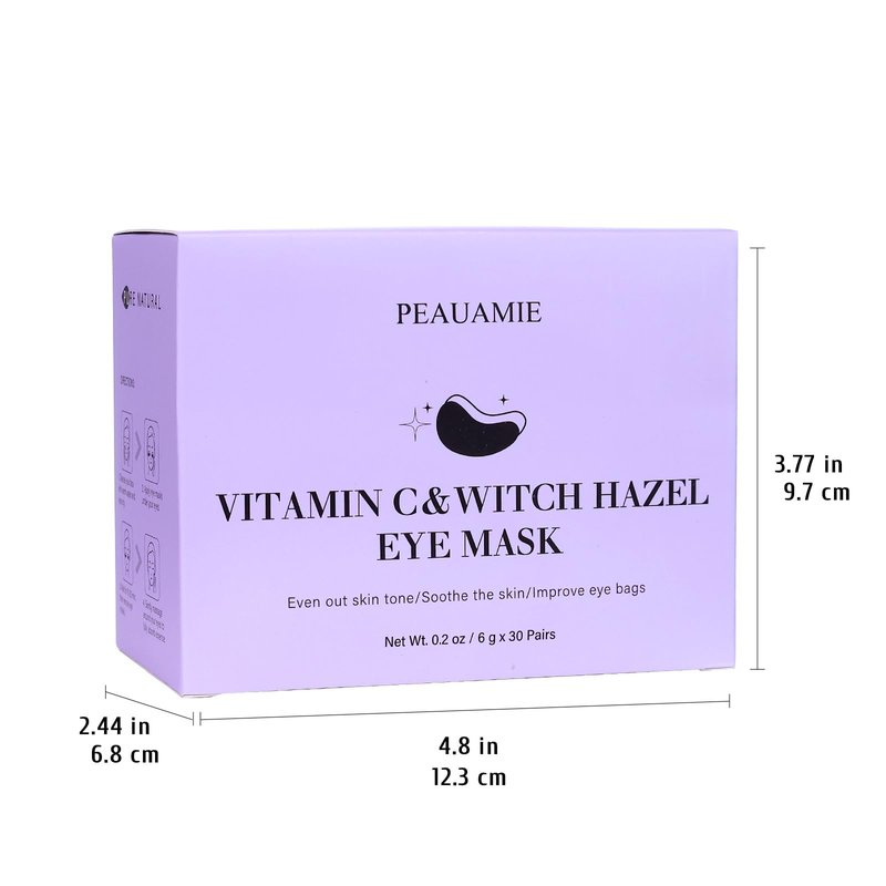 PEAUAMIE Under Eye Patches with Vitamin C and Witch Hazel Eye Mask for Dark Circles and Puffiness,Face Mask Skin Care Products 30 Pairs