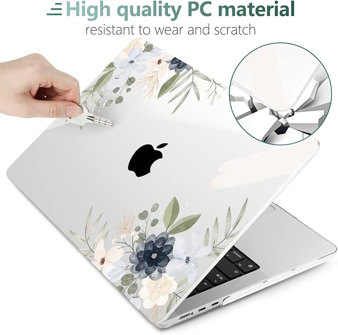 MEEgoodo Case for M5/M4/M3/M2 MacBook Air 13 inch 2026 2025 2024 2022, Fit Model A3449/A3240/A3113/A2681, Case Compatible with MacBook Air 13.6-inch, Vintage Floral