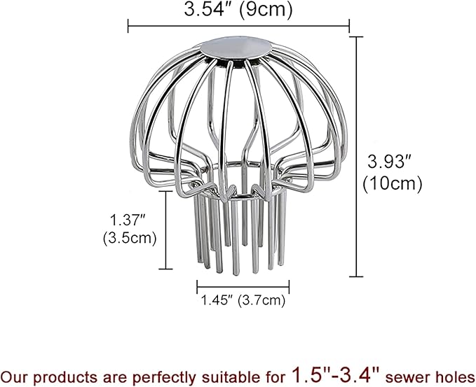 Gutter Guard 304 Stainless Steel Outdoor Roof Drain Anti-Blocking Line Cap, Mushroom Type Drainage Gutter Guard Filter, Gutter Cleaning Tool, for Stops Leaves Seeds and Other Debris,2in ï¼4pcsï¼