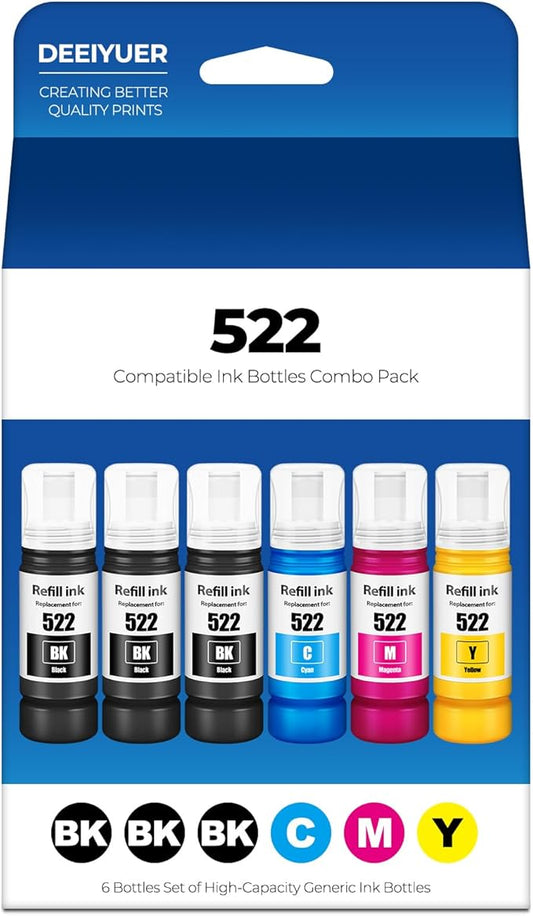 Compatible for EPT522 Ink Refill Bottles ET-2800 ET-4800 ET-2400 ET-2803 Compatible for Eco Tank EPT522 Ink Bottles Use for Eco Tank ET-2400 ET-2720 ET-2800 ET-2803 ET-4800 ET 2800 ET 4800 Printers