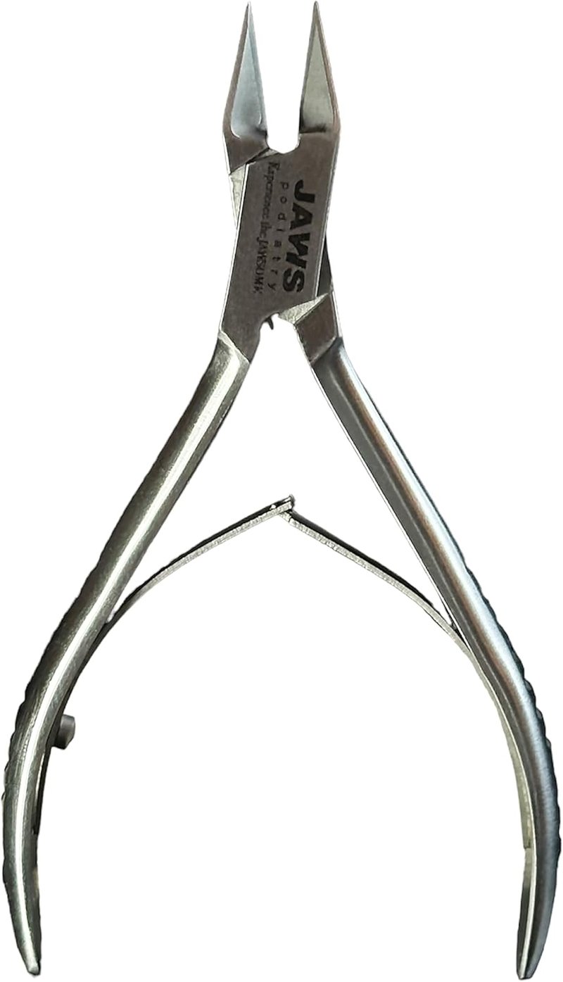 Jaws Podiatry Toenail Clippers - Surgical-Grade Stainless Steel, Double-Action Blades | Compact Silver Pedicure Tool for Thick Nails