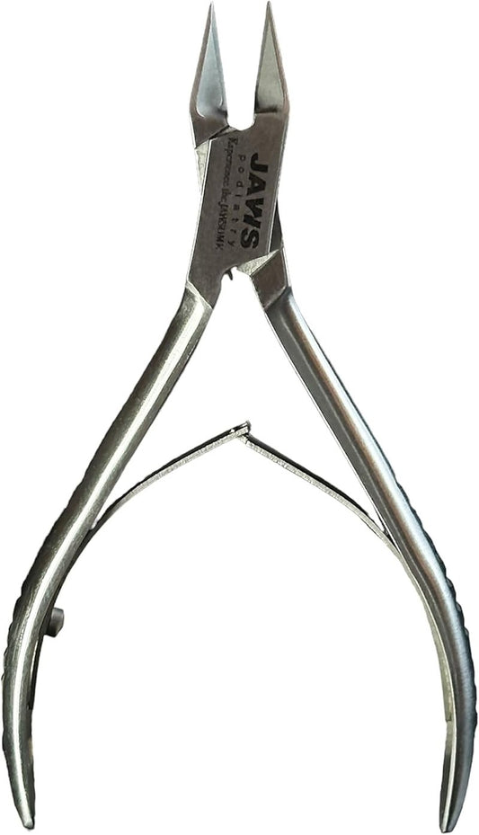 Jaws Podiatry Toenail Clippers - Surgical-Grade Stainless Steel, Double-Action Blades | Compact Silver Pedicure Tool for Thick Nails