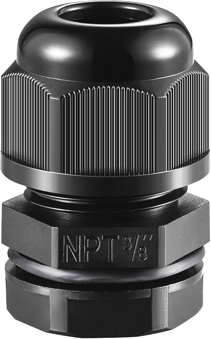 RTHIEAI 50 PCS 3/8"(5-10mm) NPT Nylon Cable Gland Joints with Gaskets, IP68 Adjustable Lock Nut Strain Relief Cord Grip Waterproof Cable Glands - UL Listed and RoHS Compliant
