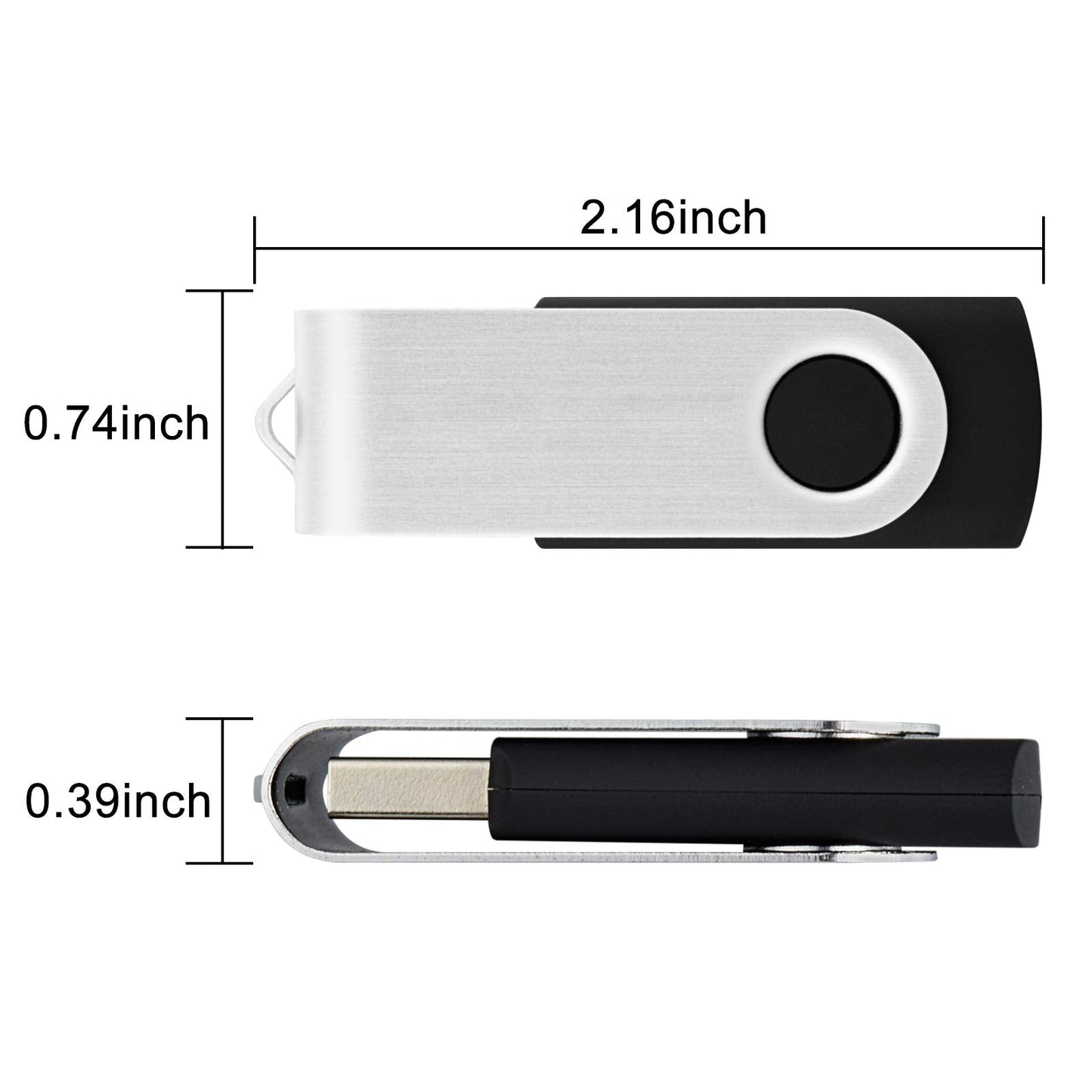 Wholesale 50 Pack 8GB Flash Drive Bulk, KOOTION Thumb Drive Flash Drives 8G Swivel Memory Stick USB 2.0, Black, 50 Pcs