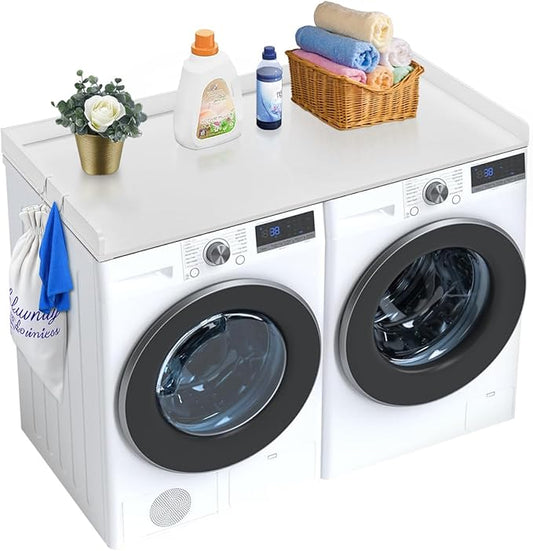 VEVOR Washer Dryer Countertop, 54" x 27" Wooden Washer and Dryer Countertop, Water-Resistant Laundry Machine Topper Cover with Anti-Slip Pads, for Laundry Room Organization and Storage, White