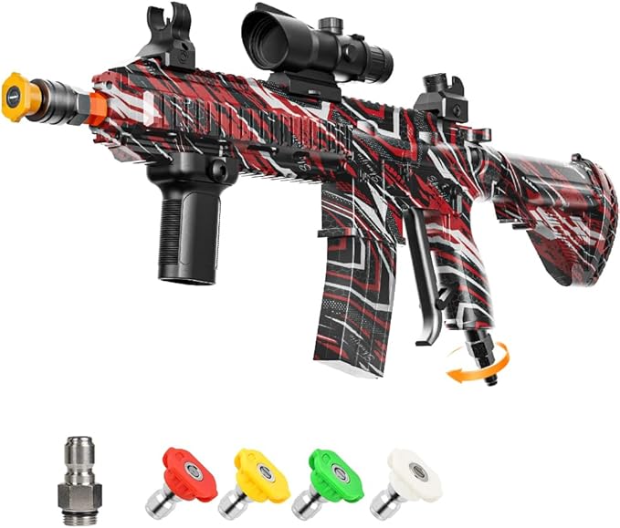 Pressure Washer Gun with Swivel â 3600 PSI High Pressure Spray Gun with 3/8" Quick Connect Plug â Foam Cannon Compatible Power Washer Handle for Car, Home & Outdoor Cleaning (Red)