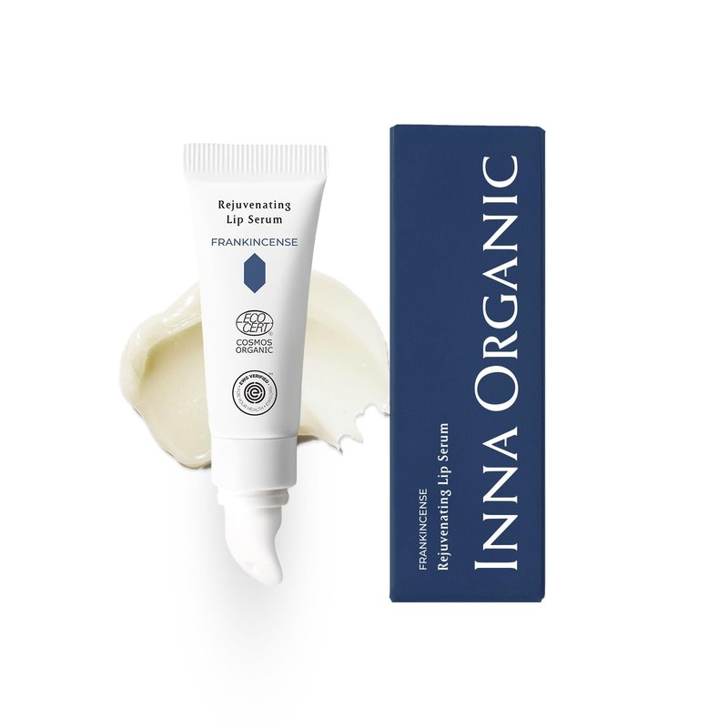 INNA ORGANIC Organic Lip Balm, Moisturizing, Fine Line Care & 100% Vegan Lip Serum, EWG & COSMOS Certified | Frankincense Essential Oils Infused Skin Care | Luxury Clean Beauty