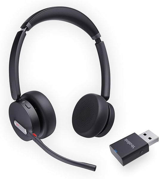 Yealink WH64 Hybrid DECT& Bluetooth Wireless Headset,492ft Range Dual UC Zoom Headphones with DECT Dongle, 3X Noise Cancelling Mic, 32HTalk Time, Office Work Portable Headsets for PC,Cellphone,Laptop