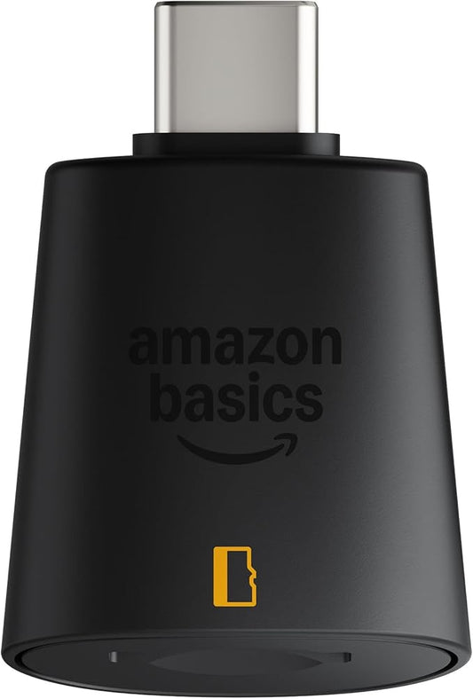 Amazon Basics Micro SD Card Reader USB-C 3.0, High Speed Data Transfer up to 200MB/s, Compatible with Smartphones, Tablets, Laptops