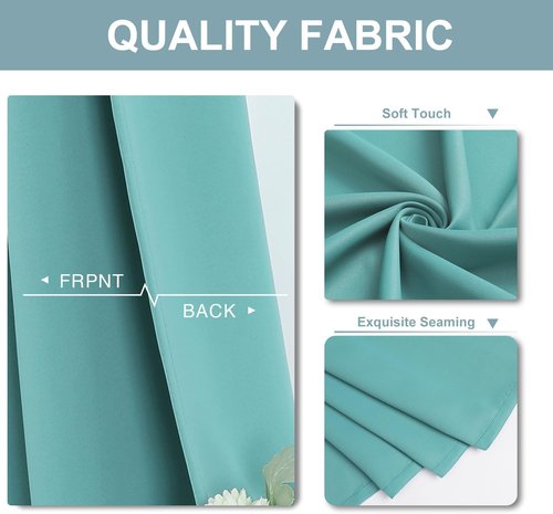 ChrisDowa Blackout Curtains - Thermal Insulated Room Darkening Panels, 52 x 45 Inch, Aqua (Set of 2)