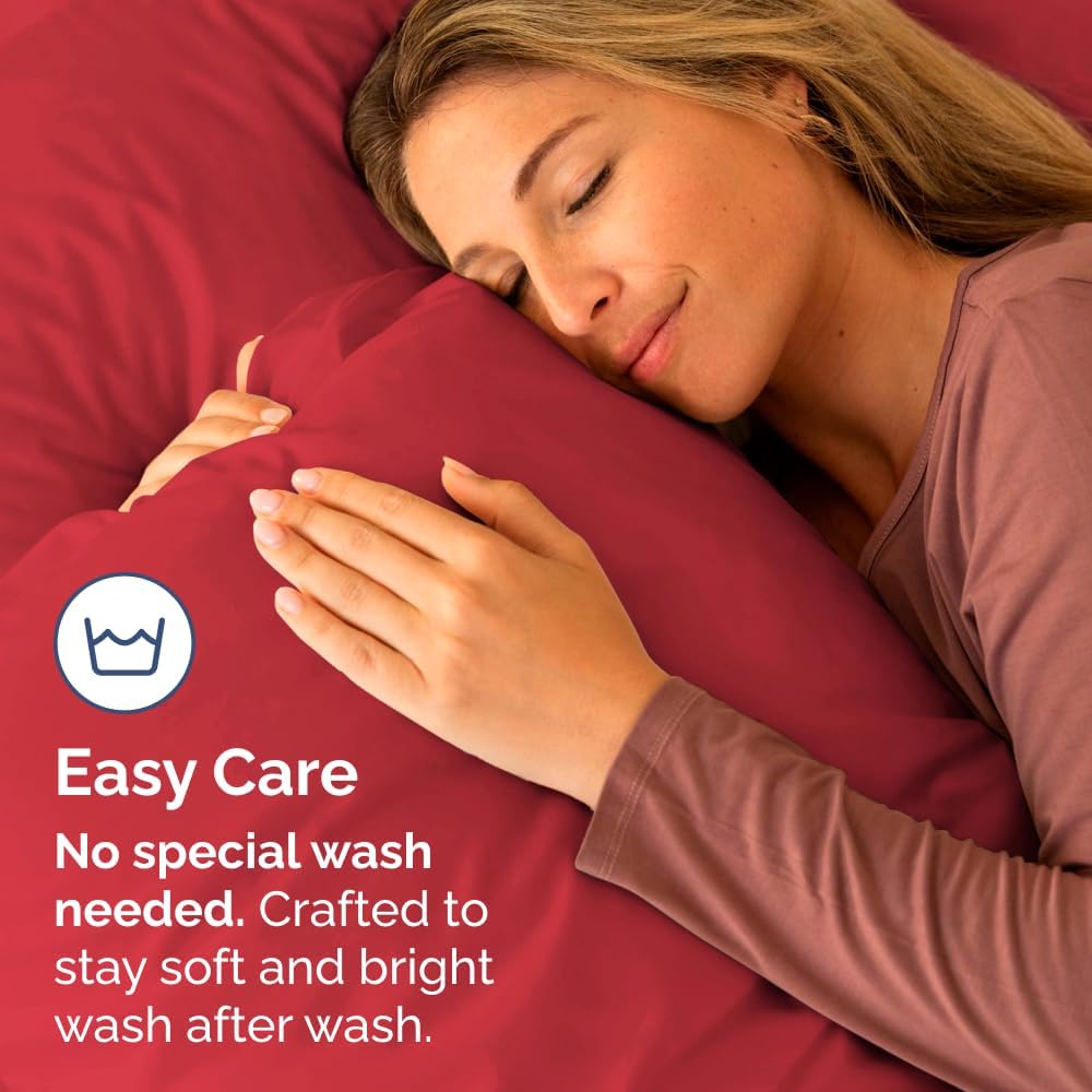 Skiennix Body Pillowcases Set of 2 | 20x54 Soft Covers for Side Sleepers - Comfy, Wrinkle-Free, Machine Washable - Red