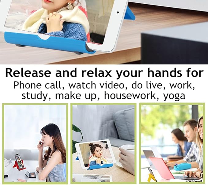 JUSDIQIR Cell Phone Stand for Desk 2 Pack Mobile Phone Holders Desktop Tablet Stand, Foldable Phone Dock Universal Adjustable Tablet Stand for Desk (Pink+Purple+Blue+White)