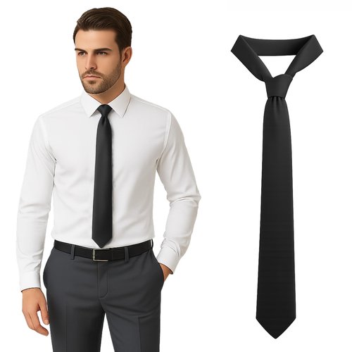 Man of Men Solid Black Color Ties for Men, Mens Ties, Adjustable Mens Tie, Necktie for Business and Wedding