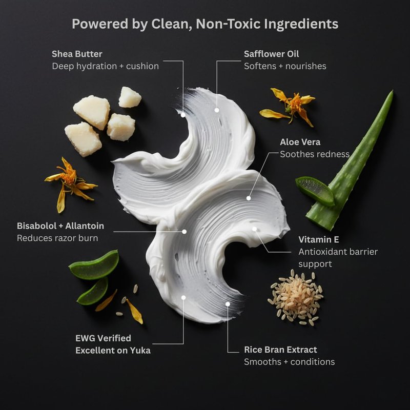 HygieneLab Shaving Cream - Fragrance-Free, Non-Toxic Aloe Vera & Shea Butter Formula for Sensitive Skin | 6.76 oz