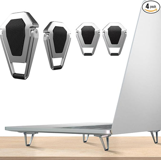 Zinc Alloy Portable Laptop Cooling Pad & Riser - Ergonomic Legs for 12-20 Inch Laptops (Silver, 4pcs)