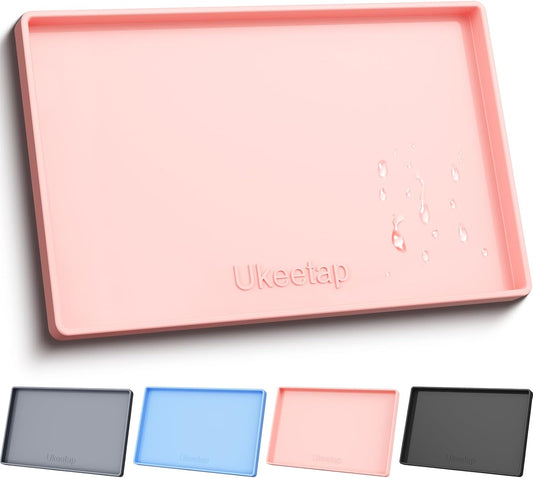 Ukeetap Extra Thick Silicone Mat - Waterproof Under Sink Mat for Kitchen & Bathroom - 34" x 22", Pink