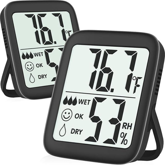 Antonki 2 Pack Room Thermometer for Home, Hygrometer Indoor Humidity Meter Gauge, Digital Temperature and Humidity Monitor Sensor for House, Terrarium, Incubator, Greenhouse - Battery Included