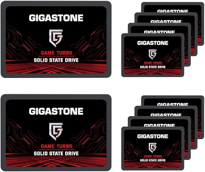 Gigastone 128GB Game Turbo SSD (10-Pack) Up to 500MB/s with SLC Caching Gaming/PC/Desktop/Laptop Upgrade SSD 5-Year Warranty 2.5" SATA Internal Disk Solid State Drives 2.5 inches SATA 3.0 Disk