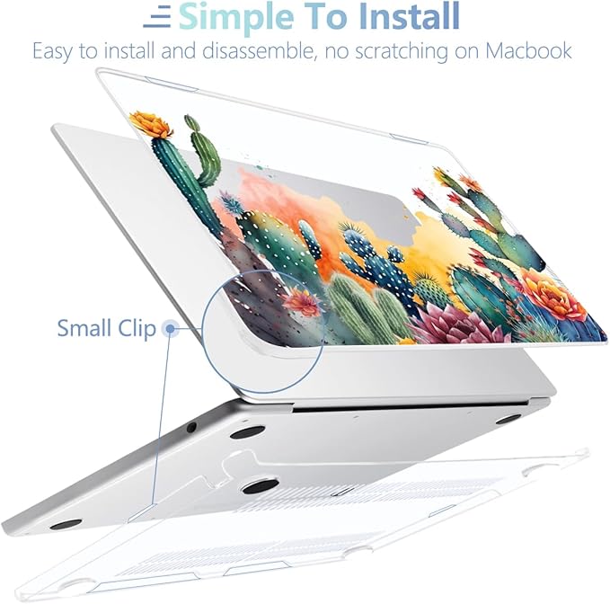 MEEgoodo Case for M5/M4/M3/M2 MacBook Air 13.6 inch 2026 2025 2024 2022, Fit Model A3449/A3240/A3113/A2681, Case Compatible with MacBook Air 13 inch, Tropical Cactus