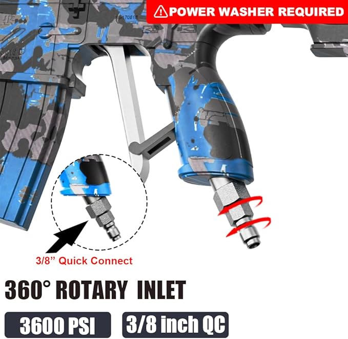 Pressure Washer Gun with Swivel â 3600 PSI High Pressure Spray Gun with 3/8" Quick Connect Plug â Foam Cannon Compatible Power Washer Handle for Car, Home & Outdoor Cleaning (Blue)