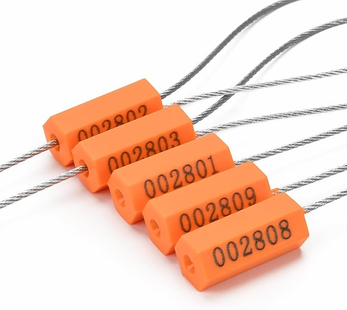 Leadseals 1000PCS Steel Cable Seals Metal Security Seal Numbered Metal Truck Trailer Seals Security Tags Tamper Evident Tags Container Seals Pull Tight Steel Wire Seals