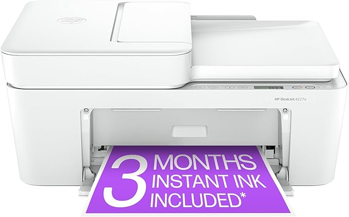 HP DeskJet 4227e Wireless All-in-One Color Inkjet Printer, Scanner, Copier, Best-for-Home, 3 Month Instant Ink Trial Included, AI-Enabled (6W7F0A)