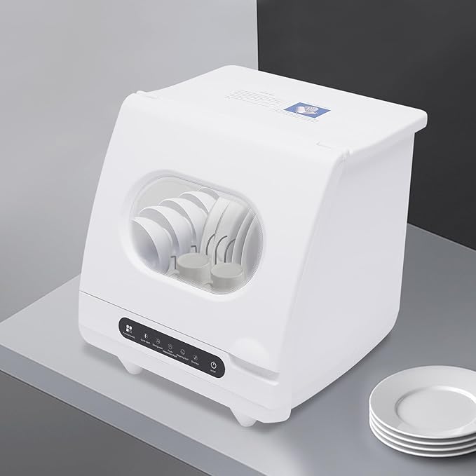 Countertop Dishwasher, 5 Washing 12 Spouts Water Tank Leak-Proof Dry and 360° Rotation Flushing Uitable for Homes Kitchen Apartments Dormitories Campers Rvs