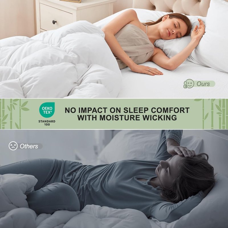 Premium Jacquard 100% Waterproof Queen Mattress Protector, Noiseless, Anti - Slip, Breathable Bed Cover, Rayon from Bambo, Quilted, Mattress Pad Sheet, Deep Pocket 8"-21"