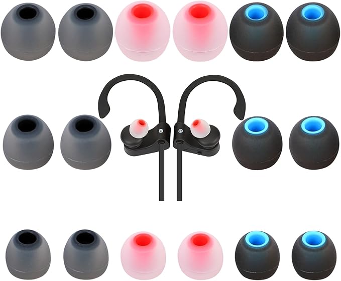 TSZYYM Earbud Tips Ear Bud Tips Soft Anti Slip Washable and Reusable Silicone Replacement Earbud Tips Fit Most in-Ear Earbuds(Inner Hole 3.8mm -5.1mm) 18pcs S M L