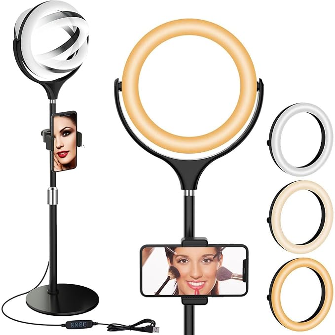 8 inch Desk Ring Light with Stand for for Video Conference,Adjustable Zoom Lighting for Computer, Circle Light for Video Recording, Video Calls, Online Class, Live Streaming, Podcast