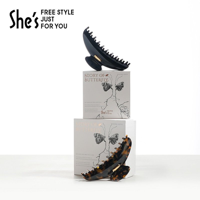 Acetate Hair Clip for Women, SHE'S FREE STYLE JUST FOR YOU [2024 New] Premium Tortoise Shell Hair Claw Clips, Butterfly Hair Accessory (Tortoise-4.8")