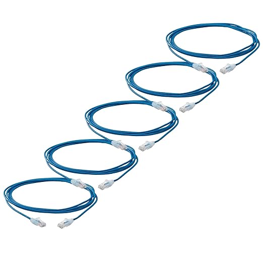 TRUECABLE Cat6 Component Rated Patch Cable, Unshielded (U/UTP), 10ft, Blue, 28AWG Stranded Pure Copper, Snagless 10G High-Speed Ethernet Cable, PoE++ 4PPoE 100W, UL Listed, RoHS-3, 5 Pack