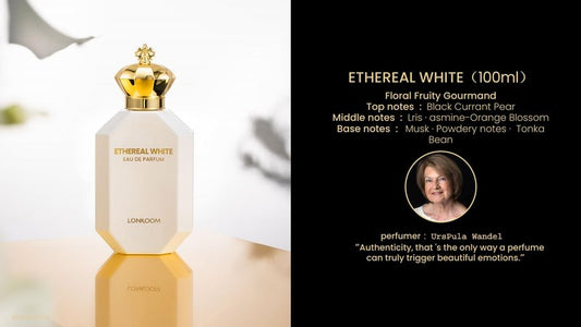 Lonkoom Ethereal White Perfume for Women, 3.4 Fl Oz/100ml Eau de Parfum Spray Long-Lasting Fragrance, Floral Fruity Gourmand Notes of Black Currant Pear Lris Jasmine Orange Blossom Praline, Vanilla